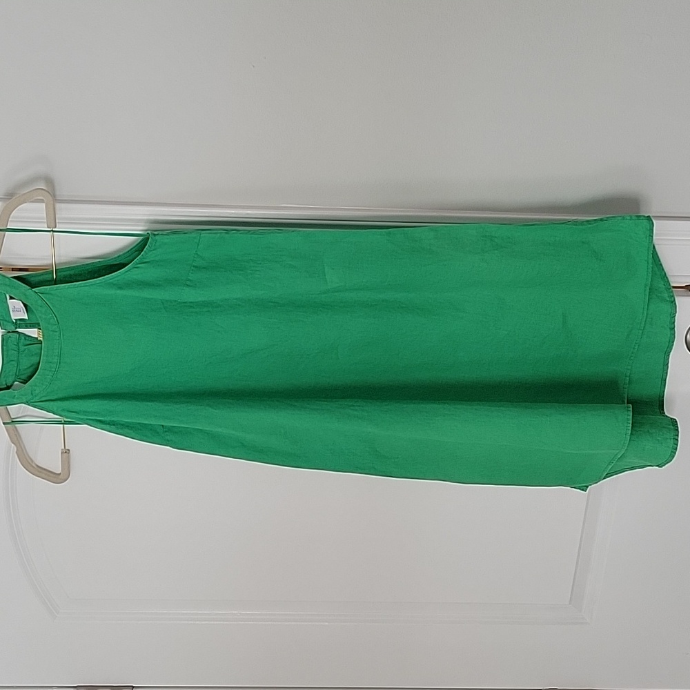 Sigrid Olsen Linen Bright Green Sleeveless Shift Dress